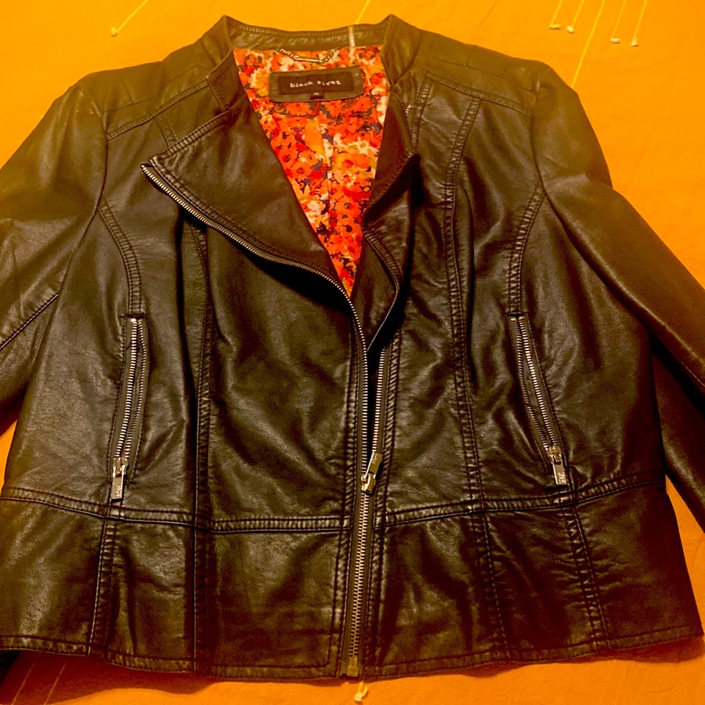 Gray leather jacket size xl